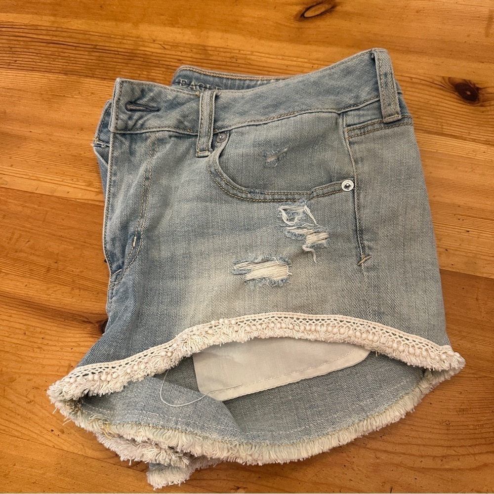 American Eagle outfitters stretch Shortie denim shorts size 12